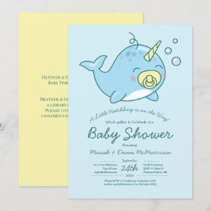 Niedliche Narwhal Baby Shower Kawaii Einladung