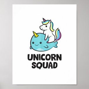 Niedliche Narwhal Unicorn Squad Funny Unicorn und  Poster