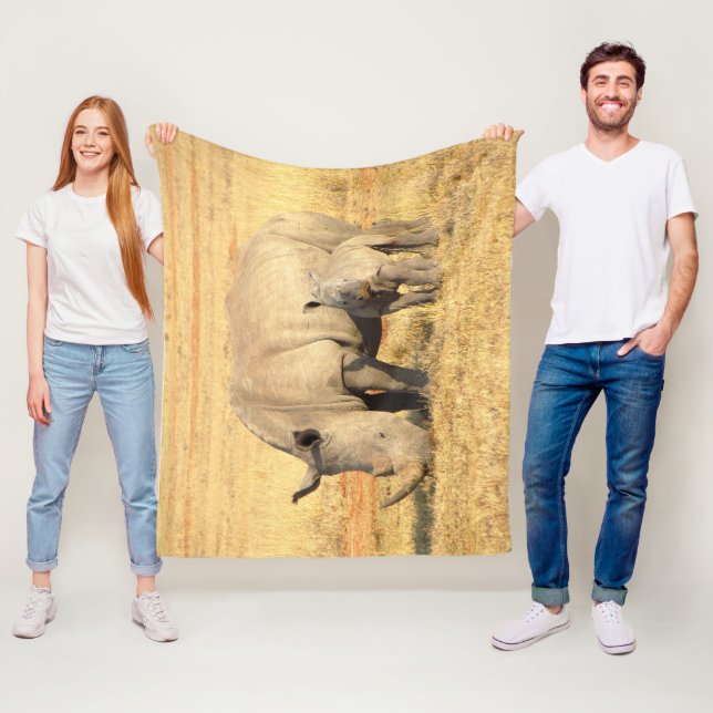 Niedliche Nashörner in Afrika Fleecedecke (Beispiel)