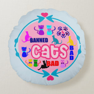 😻 🐾 ❤ Niedliche Naughty Cat Family Soft & Wrinkl Rundes Kissen