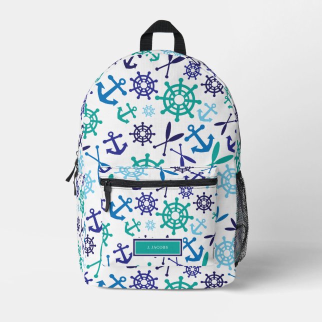 Niedliche Nautic Print Cut Nähtasche Bedruckter Rucksack (Vorderseite)