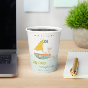 Niedliche Nautical Pirate Mouse Sailboat Kinderdus Pappbecher