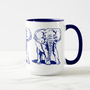 Niedliche Navy Blue Elephant Line Zeichnend Tasse