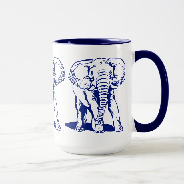 Niedliche Navy Blue Elephant Line Zeichnend Tasse (Rechts)
