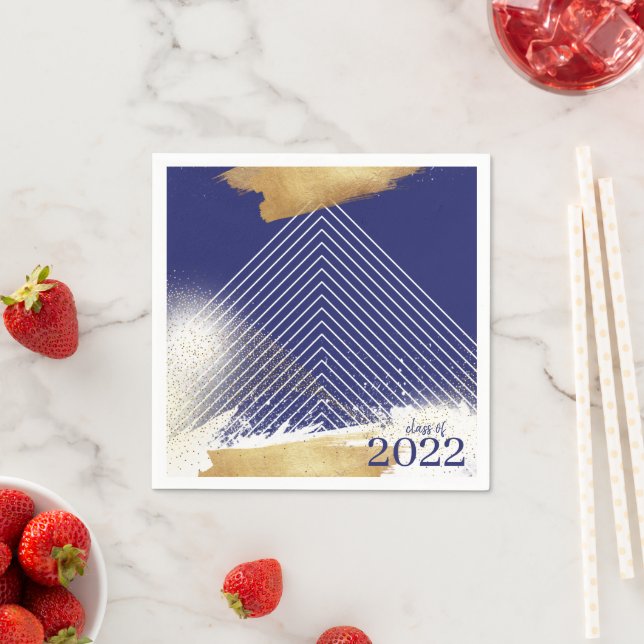 Niedliche Navy & Gold Gerahmt Graduation Party Nap Serviette (Beispiel)