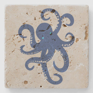 Niedliche Navy-Octopus-Illustration Steinuntersetzer