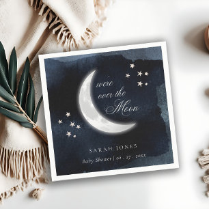 Niedliche Navy über dem Mond glühende SternenBaby- Serviette