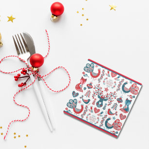 Niedliche Navy und Rote Weihnachtskunst Glasuntersetzer