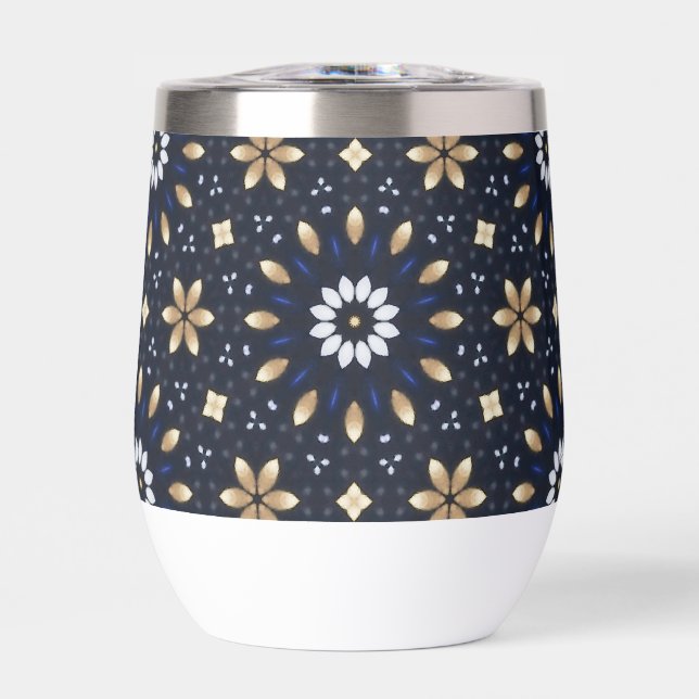 Niedliche Navy, White & Gold Mandala Dot Art Desig (Vorderseite)