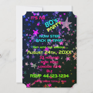 Niedliche Neon 80's Theme Party lädt ein Einladung