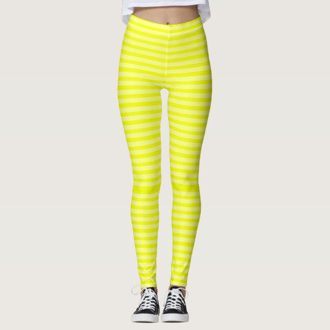 Niedliche Neon Banana Creme Swirl Schwarze Streife Leggings (Vorderseite)