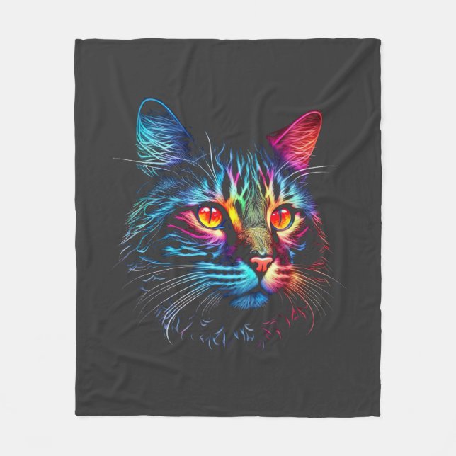Niedliche Neon Cat Fleecedecke (Vorderseite)