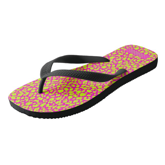 Niedliche Neon Hot Pink Abstrakte Sandalen (Schrägansicht)
