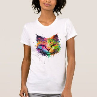 Niedliche Neon Ink Cat T-Shirt