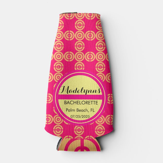 Niedliche Neon Pink Wedding Party Gönnen Personali Flaschenkühler (Vorderseite)