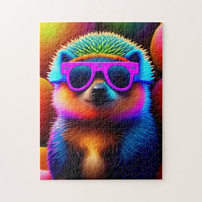 niedliche Neonbrille Igel Tiersonnenbrille lustig Puzzle (Vertikal)