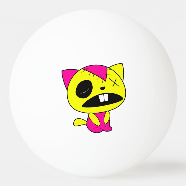 Niedliche Neonzombiekitty-Katze Tischtennisball (Vorderseite)