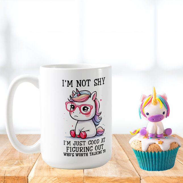 Niedliche Nerdy Unicorn-Tasse: schüchtern und erfr Kaffeetasse (Von Creator hochgeladen)