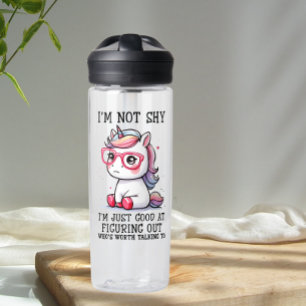 Niedliche Nerdy Unicorn Wasserflasche: schüchtern Trinkflasche