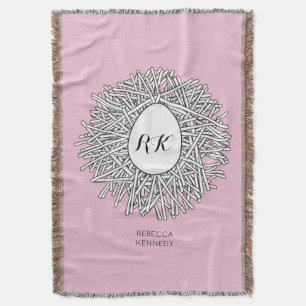 Niedliche Nest- und Eierinitialen und Name Rosa Decke