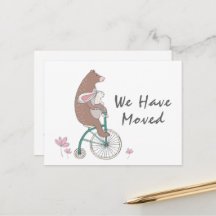 Niedliche neue Adresse Bicycling Bear & Bunny