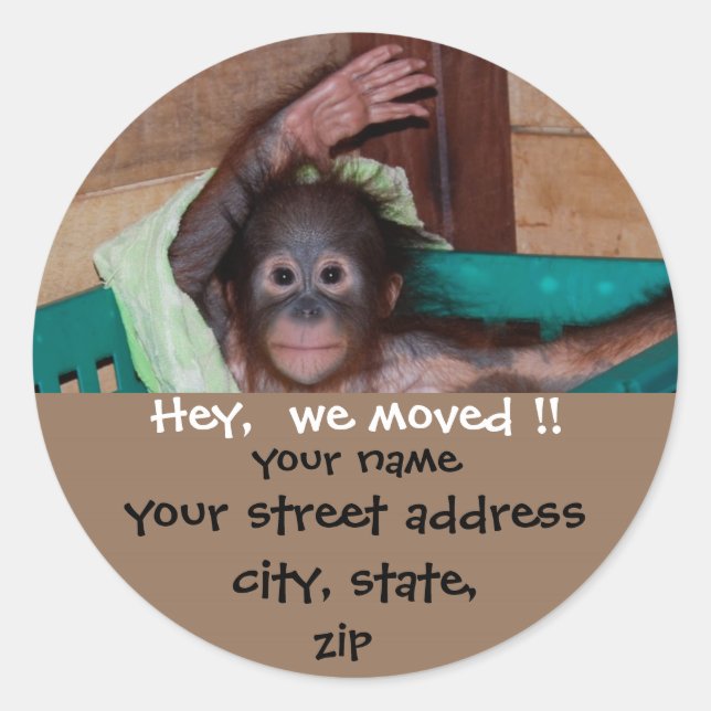 Niedliche neue Adresse Wildlife Labels Runder Aufkleber (Vorderseite)