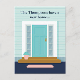 Niedliche neue Zuhause Aquamarine Tür Wir haben di Postkarte