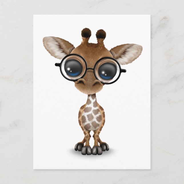Niedliche Neugierige Baby Giraffe mit Brille Postkarte (Vorderseite)