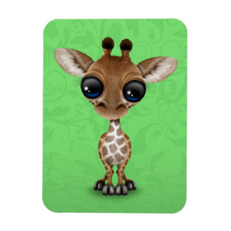 Niedliche Neugierige Babygiraffe auf Green Magnet