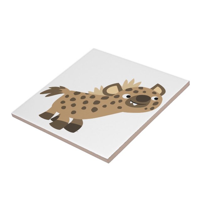 Niedliche Neugierige Cartoon Hyena Tile Fliese (Seite)