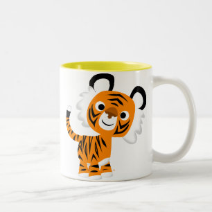 Niedliche neugierige Cartoon-Tiger-Tasse Zweifarbige Tasse