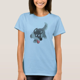 Niedliche Neugierige Cartoon Wolf Women T - Shirt