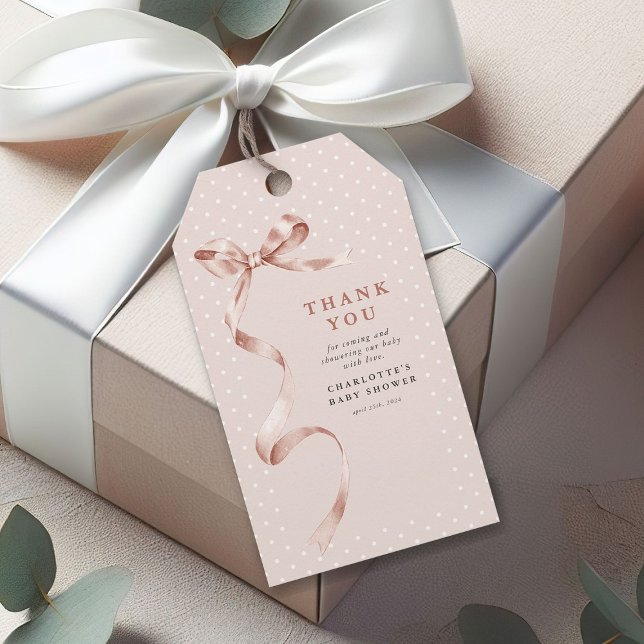 Niedliche neutrale Bow Ribbon Girl Babydusche Geschenkanhänger (Von Creator hochgeladen)