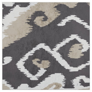 Niedliche neutrale schwarz-beige-Ikat-Stammmuster Stoff