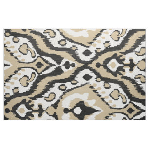 Niedliche neutrale Schwarz-Beige-Kat-Stammmuster Stoff