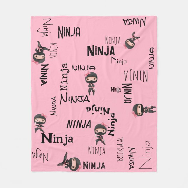 Niedliche Ninja Girls Pink Fleecedecke (Vorderseite)