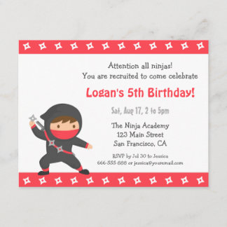 Niedliche Ninja Kindergeburtstag Party Einladungen