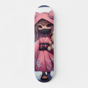 Niedliche Ninja-Kriegerin Skateboard