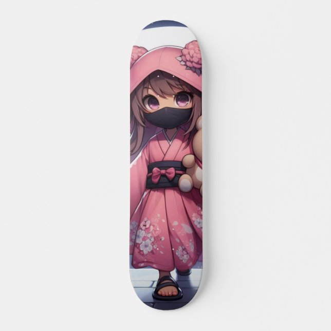 Niedliche Ninja-Kriegerin Skateboard (Vorne)