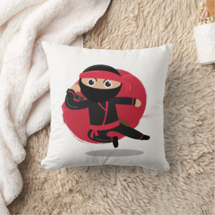 Niedliche Ninja Warrior Black & Red Kids Kissen
