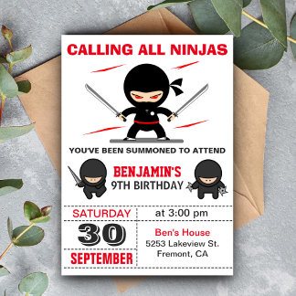 Niedliche Ninja Warrior Kindergeburtstag Party Ein Einladung
