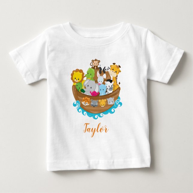 Niedliche Noah's Ark Animals Baby T-shirt (Vorderseite)