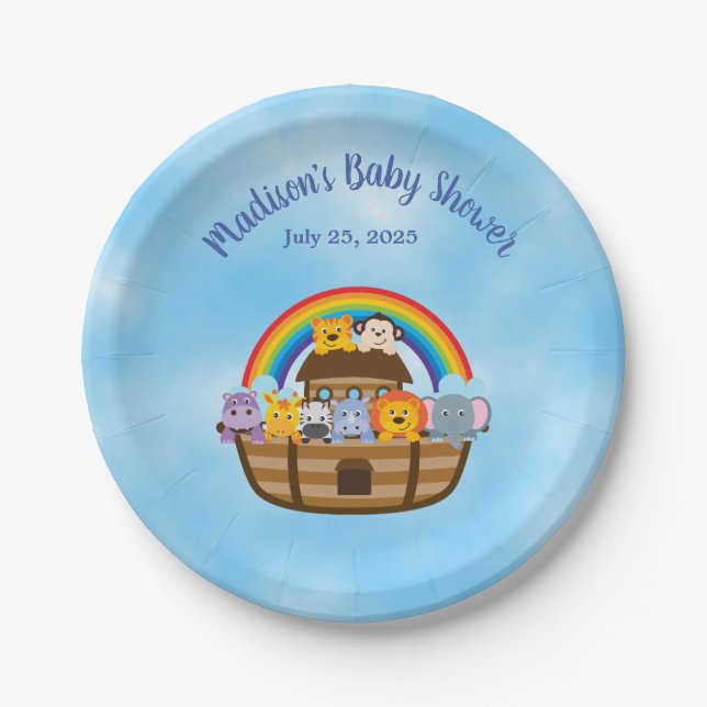 Niedliche Noah's Ark Baby Animals Paper Plate Pappteller (Vorderseite)