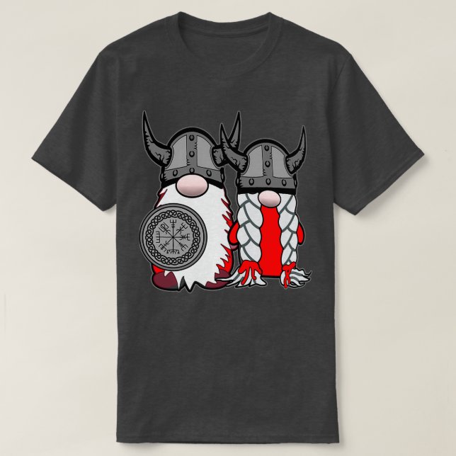 Niedliche nordische Gnome Viking Tomte Couple Skan T-Shirt (Design vorne)
