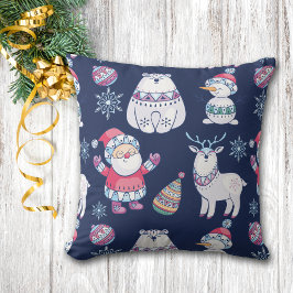 Niedliche nordische Tiere und Santa Pattern Kissen