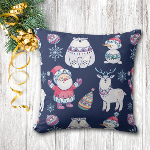 Niedliche nordische Tiere und Santa Pattern Kissen