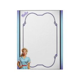 Niedliche Nostalgie-Krankenschwester Pinup in der Notizblock