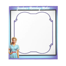 Niedliche Nostalgie-Krankenschwester Pinup in der Notizblock