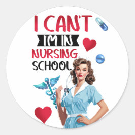 Niedliche Nostalgie-Krankenschwester Pinup in der Runder Aufkleber