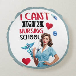 Niedliche Nostalgie-Krankenschwester Pinup in der Rundes Kissen